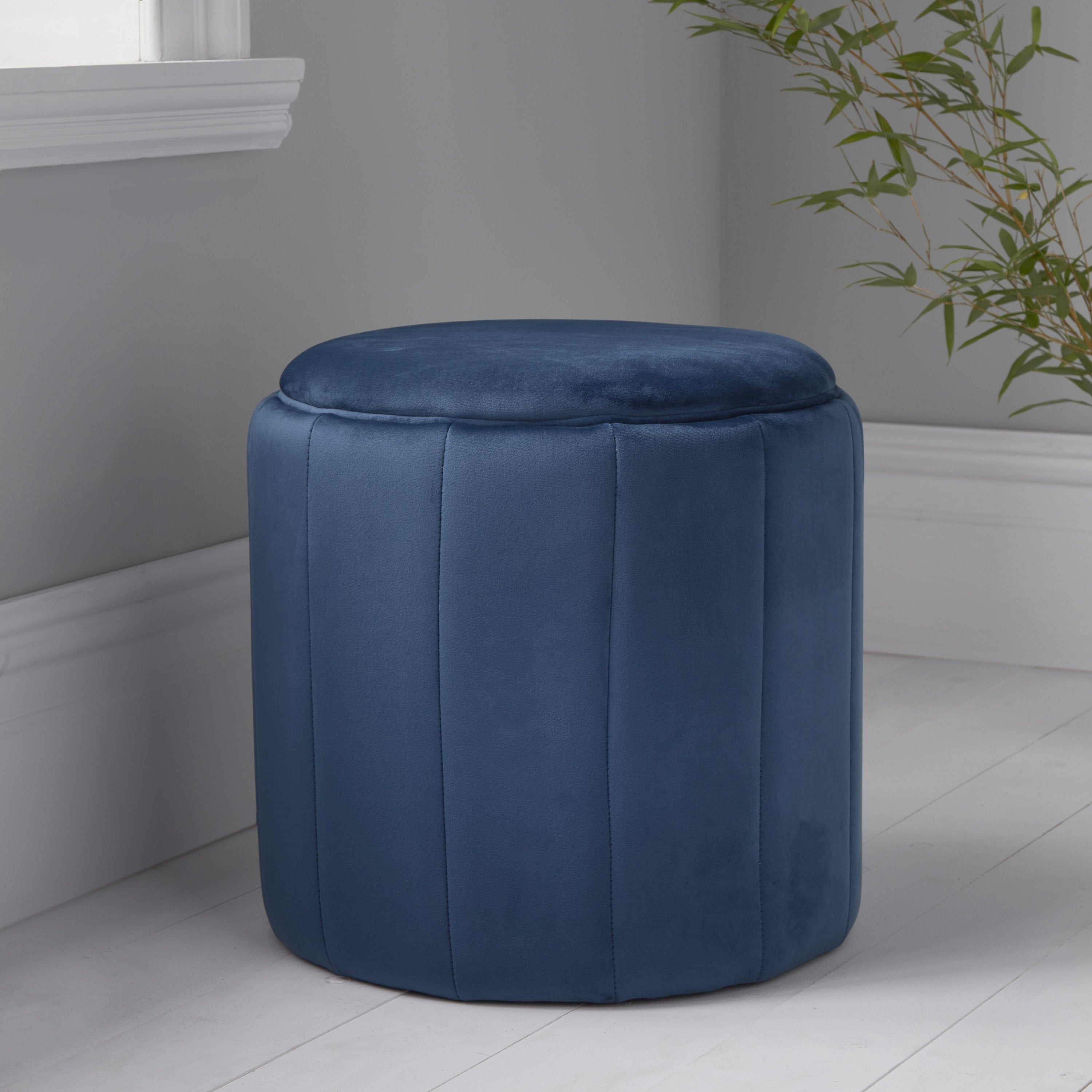 Blue ottoman deals stool